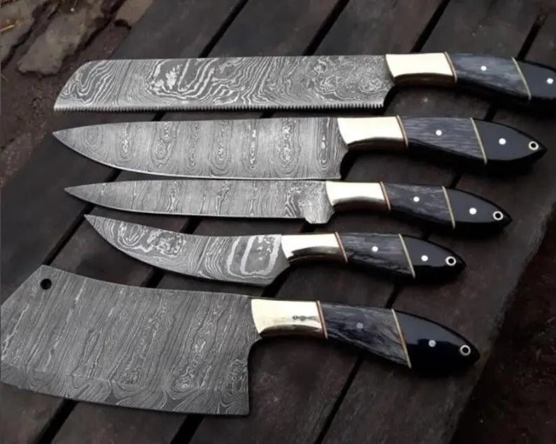 Handmade Damascus Steel Chef Tool Set | Artisan Kitchen Tools