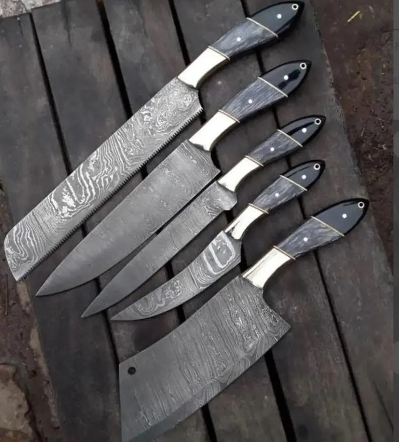 Handmade Damascus Steel Chef Tool Set | Artisan Kitchen Tools