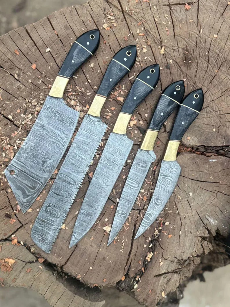 Handmade Damascus Steel Chef Tool Set | Artisan Kitchen Tools